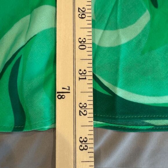 ZARA Slip Dress Draped Neck Spaghetti Strap Satin Green Swirl Print Size Small - Picture 7 of 8